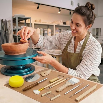 12PCS Pottery Tools Kit for Beginners Clay Sculpting & Ceramic mud Tools Set with Sponge Carving Supplies Cleaning Easy-to-Use Pottery Starter Kit for DIY Craft & Clay Modeling