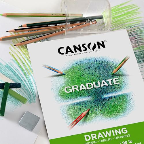 Canson Graduate Drawing Pad, Foldover, 9x12 inch, 30 Sheets | Artist Paper for Adults and Students - Drawing, Sketching and Art Journaling - color: White Paper, size: 9x12 inch