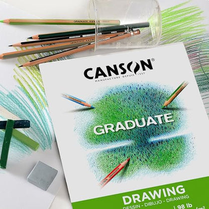 Canson Graduate Drawing Pad, Foldover, 9x12 inch, 30 Sheets | Artist Paper for Adults and Students - Drawing, Sketching and Art Journaling - color: White Paper, size: 9x12 inch