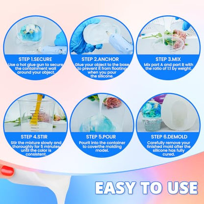 KHKD RESIN 0A Silicone Mold Making Kit 18oz, Platinum Cure 4H Cure | Translucent Non-Toxic Liquid Mold Silicone Rubber, Super Elastic for 3D, resin, and silicone molds 1:1 Mixing Ratio - size: 18 OZ