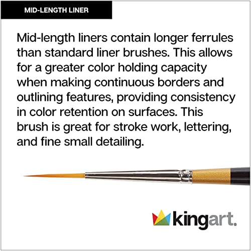 KINGART Original 9375 Series, Golden Taklon Mid-Length Liner, Black/Gold