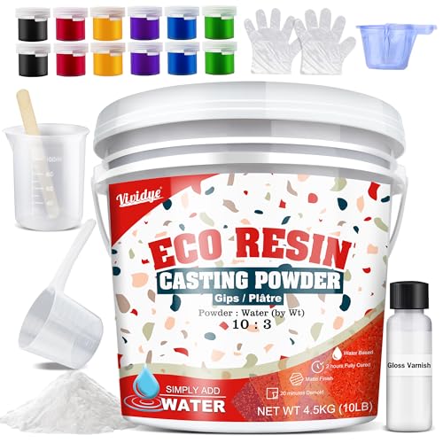 Eco Resin Casting Powders 4500g - All-in-One Casting Resin Kit for Beginners, Water-Based ＆ Fast Curing, 20-30 Minutes Demold - Water Activated Plaster Powder for Crafts, Art, DIY Home Decor