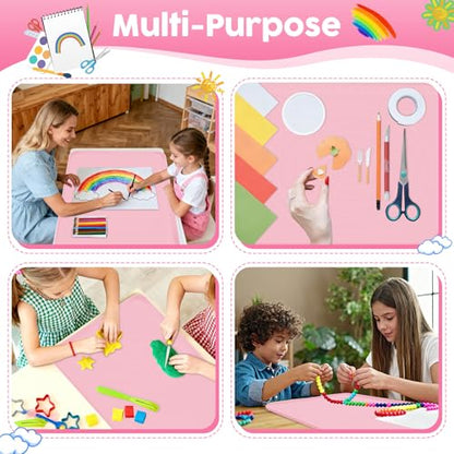 Large Silicone Mat for Crafts, 24"X19.7" Art Mat with Raised Edges for Clay, Resin, Slime, Jewelry-Making Table Protection Heat-Resistant Paint Mats, pink - color: Pink