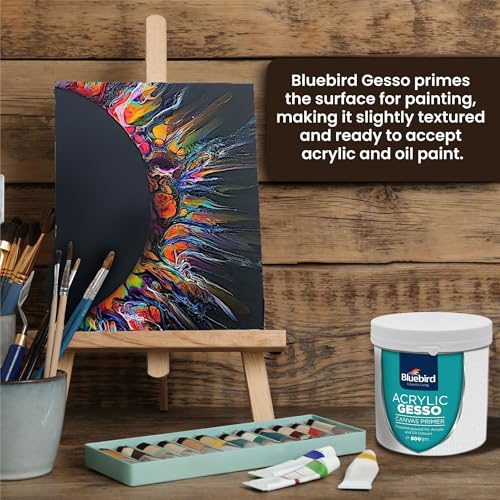 BLUEBIRD Canvas Board Set of 10 (2 each of 4x4, 5x7, 8x10, 9x12, 11x14) Acrylic Gesso 28.2 Oz - Black