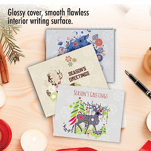 The Best Card Company - 10 Seaon's Greeting Cards with Envelopes - Festive, Fun Assorted Holiday Notecards (4 x 5.12 Inch) - Dandy Reindeer M2938SGG - style: Dandy Reindeer