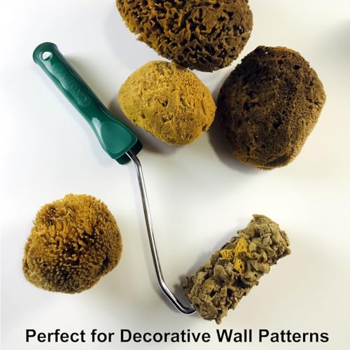 Natural Sea Sponge Mini Roller, 4 Inch - Art Paint Wall Texture Tool | Super Absorbent, Natural Texture | Ideal for Pros & DIY, Efficiently Creates Vivid Wall Patterns（MN488） - style: MN488
