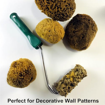 Natural Sea Sponge Mini Roller, 4 Inch - Art Paint Wall Texture Tool | Super Absorbent, Natural Texture | Ideal for Pros & DIY, Efficiently Creates Vivid Wall Patterns（MN488） - style: MN488