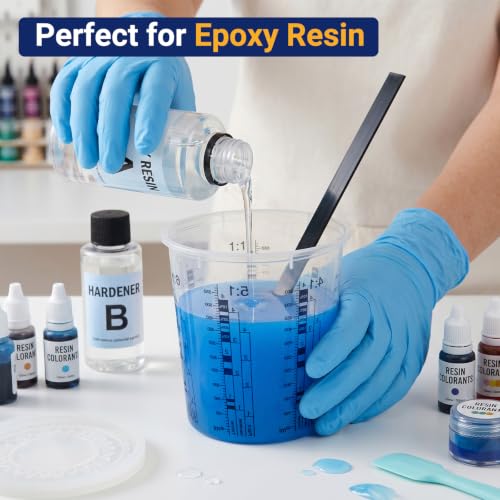 Gartful 12 Pack 19oz Clear Plastic Measuring Cups with 12 Stir Sticks, Disposable Graduated Mixing Cups with ml Scale & 3-Column Paint/Hardener/Thinner Mixing Ratios (1:1-7:1) for Epoxy Resin, Paint - size: 19oz / 570ml - 12 Set