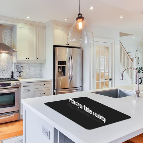 Silicone Placemats, Food-Grade Non-Slip Waterproof, Dining, Stain Resistant, Countertop Protector, Kitchen Counter Mat, Heat Resistant, Baking mat Dishwasher Safe (Black, 1) - color: Black, size: 23.6 x 15.7 in - 1pc (0.05 in)