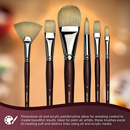 Silver Brush 1102-12 Silverstone Excellent Long Handle Hog Bristle Brush, Bright, Size 12 - size: Size 12