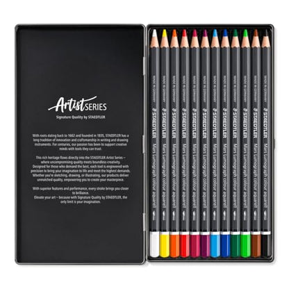 STAEDTLER Mars Lumograph Aquarell Colored Watercolor Pencils, Tin of 12 - style: Tin of 12