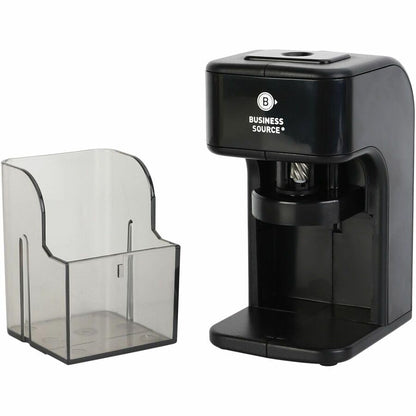 Business Source Electric Pencil Sharpener with Built-in Pencil Holder, AC Adapter Powered, Black