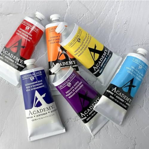 Grumbacher Academy Professional Acrylic Paint Set of 3 90ml Earth Tones Colors - Metal Tubes - Heavy Body Professional Grade Artist Paint with Genuine and Pure Pigments - ASTM Lightfast Colors