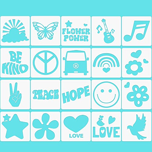 Junkin 20 Pcs Stencil for Painting Stencil Reusable DIY Drawing Template Motivational Art for Crafts Home Decor on Wood, Canvas, Paper, Fabric, Walls, Furniture(Peace and Love) - style: Peace and Love