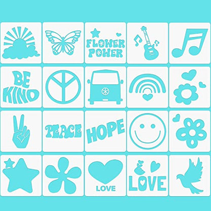 Junkin 20 Pcs Stencil for Painting Stencil Reusable DIY Drawing Template Motivational Art for Crafts Home Decor on Wood, Canvas, Paper, Fabric, Walls, Furniture(Peace and Love) - style: Peace and Love