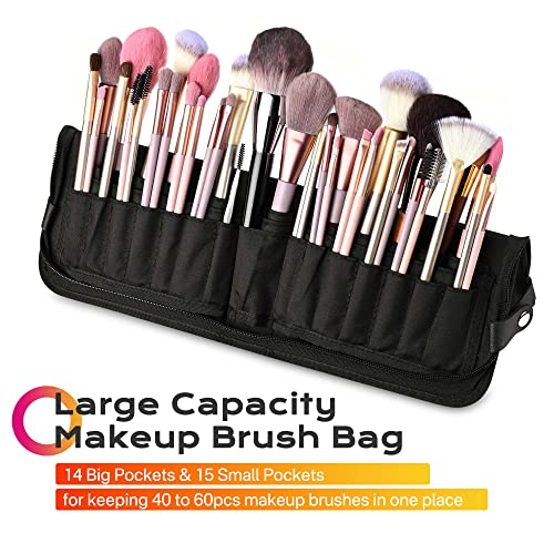 BYOOTIQUE Makeup Brush Bag Foldable Holder Organizer Portable Travel Artist Case - color: Classic Black