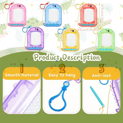 Outus 24 Pcs Mini Magnetic Drawing Boards Goodie Bags Stuffers for Kids Backpack Keychain Clip Drawing Board Erasable Sketch and Painting Pad for Classroom Rewards Party Favors (Dinosaur) - style: Dinosaur