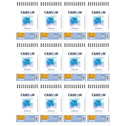 Canson Montval Watercolor Paper, 5.5" x 8.5", White, 12 Sheets/Pad, 12 Pads | Artist Series, Cold Press, 140 lb. (300gsm), Top Wire Bound, Class Pack, 144 Sheets Total - size: 5.5" x 8.5" (12-Pack), style: 5.5" x 8.5" Top Wire