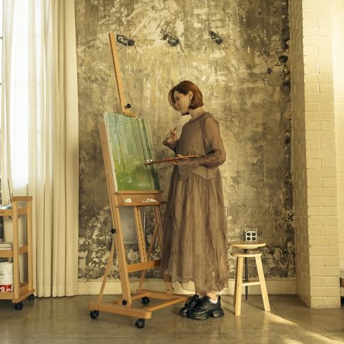 MEEDEN Large Studio H-Frame Beech Wood Artist Easel & Bamboo Desk Organizer with Drawers