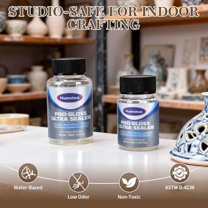 Muanxious Studio High‑Gloss Varnish – Crystal‑Clear, Non‑Tacky Finish for Air‑Dry & Polymer Clay, Miniatures, Water‑Based,ASTM D‑4236, 50ml (1.69 fl oz) - size: 50ml (1.69 fl oz)