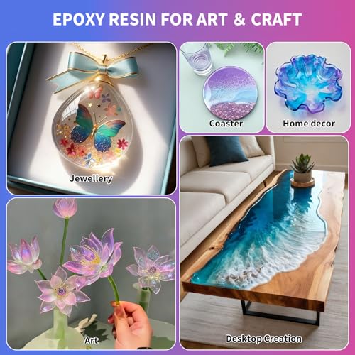 Minlebao Crystal Clear Epoxy Resin Kit 1 Gallon, High Gloss Bubble-Free Coating & Casting for DIY Art, Jewelry Making, River Tables - 1:1 Ratio with Measuring, Silicone Mold and Usage Tools - size: 1Gallon