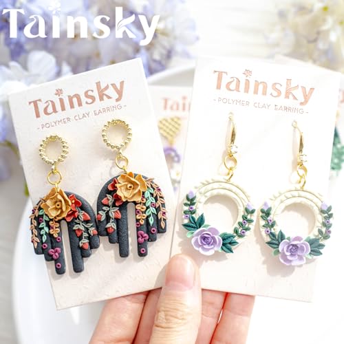 Tainsky Organic Shapes Clay Cutters for Polymer Clay Jewelry, 12 Shapes Basic Shapes Polymer Clay Cutters for Earrings - color: Basic-C