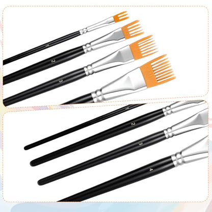 4Pcs Comb Artist Brush Set, Professional Artist Paintbrushes for Acrylic Painting, Paint Brush for Acrylic, Oil and Watercolor