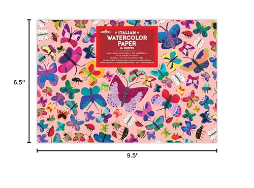 eeBoo: Butterflies Watercolor Pad – 16 Sheets, 200GSM/90LB Paper, Natural pH & Chlorine-Free, Painting Art Supplies, Kids Ages 3+ - style: Butterflies
