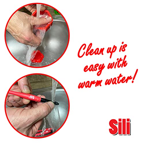 Sili Glue Brush Kit with Micro Wood Glue Applicator Brushes & Storage Pod for Woodworking, Crafts, Models - Fine, Chiseled, Flat Tapered Tips