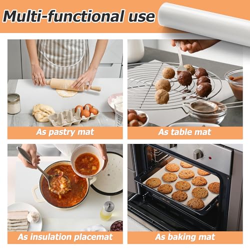 Silicone Baking Mat Roll, Non-Stick Heat Resistant Food Grade Baking Mats, Non-Slip Reusable Air Fryer Linner, Freeze Dryer Mat, Counter Mat, Oven Liner, Refrigerator Liners - 16IN x 10FT