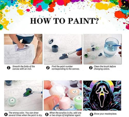 Paint by Numbers for Adults, Skull Moon Star Paint by Number Kits on Canvas | Paint by Numbers DIY Acrylic Oil Easy Halloween Painting by Numbers for Beginner Home Wall Decor 16X20 inch (Without Frame)