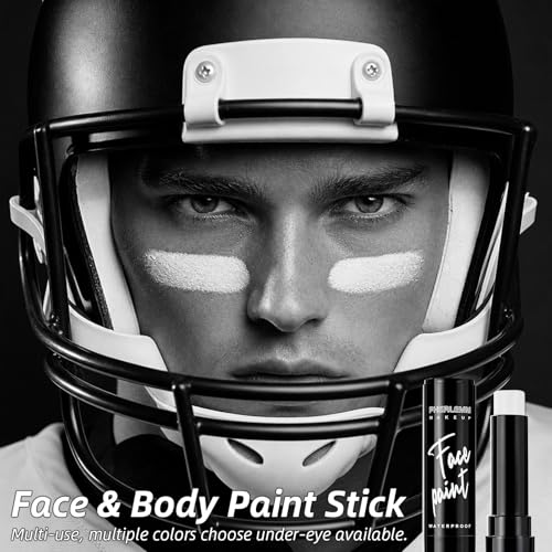 White Face Paint Stick Waterproof Eye Black Smooth SmudgeProof Body Paint High Pigment for Sports Events Halloween SFX Makeup Ghost Vampire Clown Looks - color: White