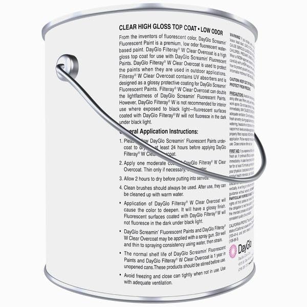 DayGlo Acrylic Latex Filteray UV Clear Coat for use with Screamin' SRX paints, Gallon - style: GA-Gallon