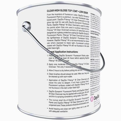 DayGlo Acrylic Latex Filteray UV Clear Coat for use with Screamin' SRX paints, Gallon - style: GA-Gallon