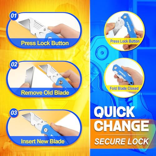 Folding Utility Knife Set, Quick Change Folding Box Cutter with Clip, Extra 20 SK5 Razor Knife Blades, Navajas Para Trabajo, Pocket Utility Knife for Work, Carton, Cardboard, Packages|16PACK - size: 16 Pack+20 Blades