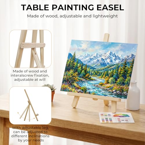 Nicpro 92PCS Acrylic Paint Canvas Set for Adults, Art Painting Supplies Kit with 48 Acrylic Paints,Table Easel,8 Canvas Panels,12 Brushes,Paper Pad,Cleaning Cup, Sponge, Palette for Beginner Artist - color: 92 piece+48 colors