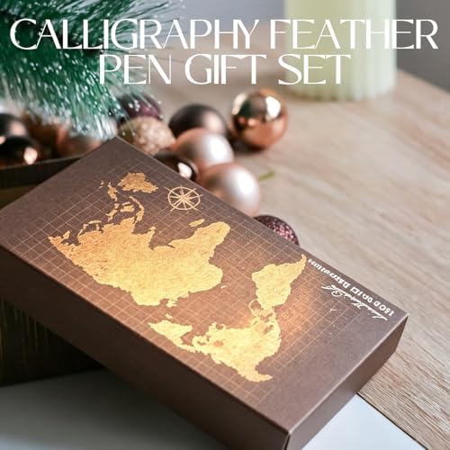 Joyeee Grey Feather Quill Pen Set, with Dip Pen Ink, Pen Nib Base, Replacement Stainless Steel Nibs, Sealing Wax Stamp Kit for Calligraphy Practice, Drawing & Signatures, Best Gifts for Women Men - color: Grey Feather Pen Set