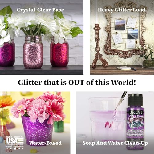 DecoArt Galaxy Glitter Acrylic Paint Set – 9 Bottles (2 fl oz) – Bright Multicolor Glitter Paints for Crafting, Art Projects & Creative DIY Crafts - color: Multicolor Glitter