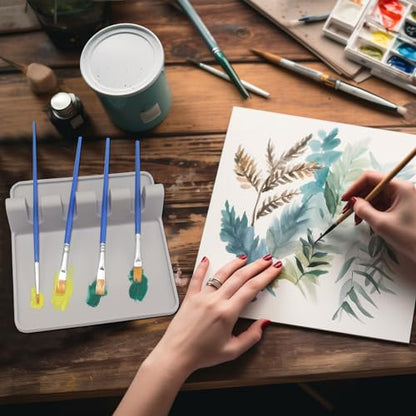 2 Packs Silicone Paint Brush Holder Paint Brush Stand Rest with 4 Slots Watercolor Oil Acrylic Painting