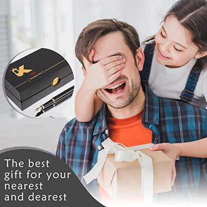 Tiankool Luxury Fountain Pen,Fine Nib, Exquisite Pen Gift Set for Men&Women-Includes 10 Ink Cartridges&Ink Converter- Nice Pens - Black - color: Black