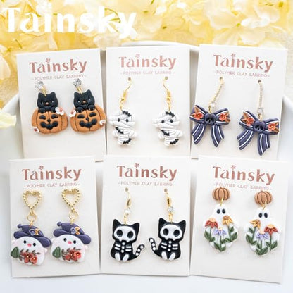 Tainsky Halloween Clay Cutters - 21 Shapes for Polymer Clay Cutters for Earrings（E） - color: Set E
