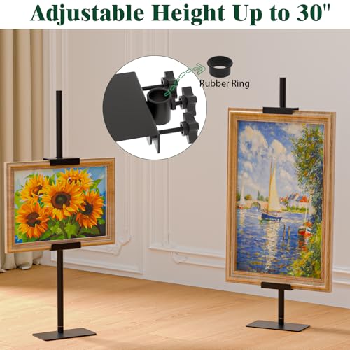 2 Pieces Tabletop Easel Stand, 31" H/1.7" T Adjustable Picture Frame Stands for Display,Metal Tablet Top Easel Picture Frames Stand, Canvas Frame Easel, Black Stand for Sign,Photo,Art,Painting