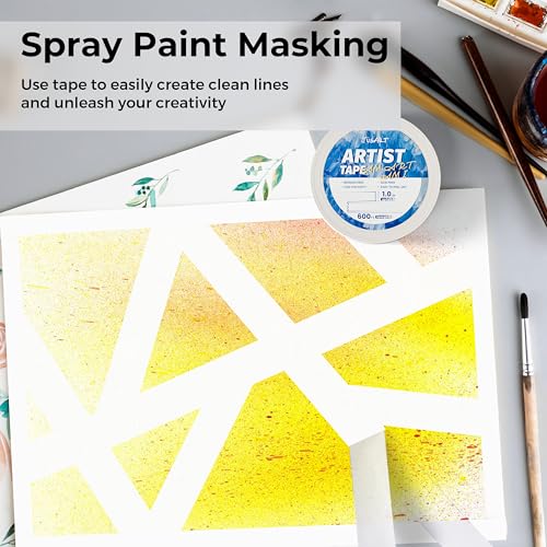 JusArt 6Pcs, 0.25mm Fineliner Pens+1inch Wide Artist Tape for Watercolor Paper