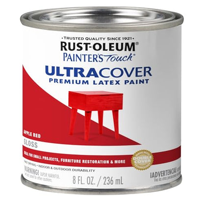 Rust-Oleum 1966730 Painter's Touch Latex Paint, Half Pint, Gloss Apple Red, 8 Fl Oz, (Pack of 1) - color: Gloss Apple Red, size: 8 Fl Oz (Pack of 1)