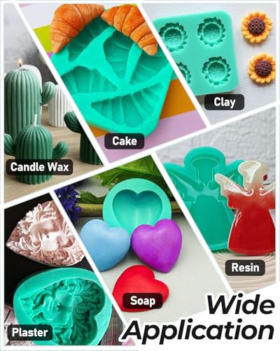 74oz Platinum Silicone Mold Making Kit with Molds Housing & Mixing Cups, 1:1 Ratio, 20A Medium Hardness, Non-Toxic Liquid Silicone Rubber for Resin, Jewelry, Craft Molds - size: 74oz