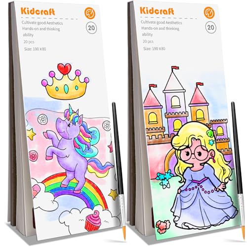 Paint with Water Coloring Books for Kids - 2 Pack, Pocket Mess Free Watercolor Painting Kit, Water Color Paint Set Arts and Crafts Gift for Girls Ages 4 5 6 7 8+, Travel Activity Toy - color: 2 Pcs