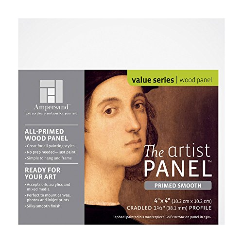 Ampersand Art Supply Primed Smooth Artist Panel | 4" x 4" | 1-1/2" Cradled Profile | Gessoed Wood Painting Panel for Oil, Acrylic & Mixed Media | Canvas Board & Wood Panel Alternative - color: 1-1/2" Cradled Profile, size: 4" x 4"