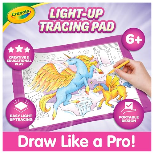 Crayola Light Up Tracing Pad Pink, Best Birthday Gifts for Girls & Boys, 6, 7, 8 Year Olds, Kids Toys, Light Box Art Kit for Kids [Amazon Exclusive] - style: Pink