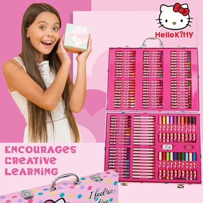 Hello Kitty Colored Pencils Art Supplies Drawing Kit School Supplies Painting Girls Drawing Pencils Art Kit Travel Case with Crayons Arts and Crafts for Kids 4-12