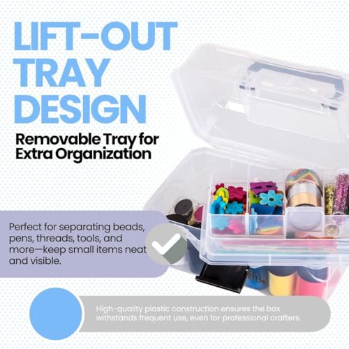 ArtBin 6890AG Small Project Box, Portable Art & Craft Organizer with Lift-Out Tray, [1] Plastic Storage Case, Clear (Pack of 6) - size: Small (Pack of 6)
